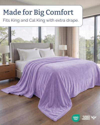 Fleece Blanket Oversized King - Ultra-Soft Flannel Blanket - Pastel Lilac - Image 3