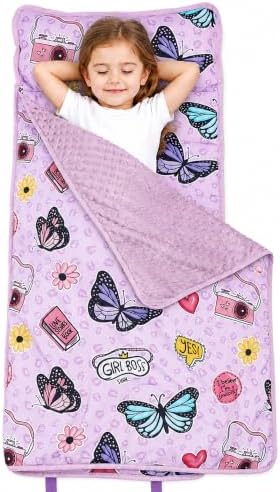 Viviland Toddler Nap Mat with Pillow and Minky Dot Blanket, Butterfly by VIVILAND