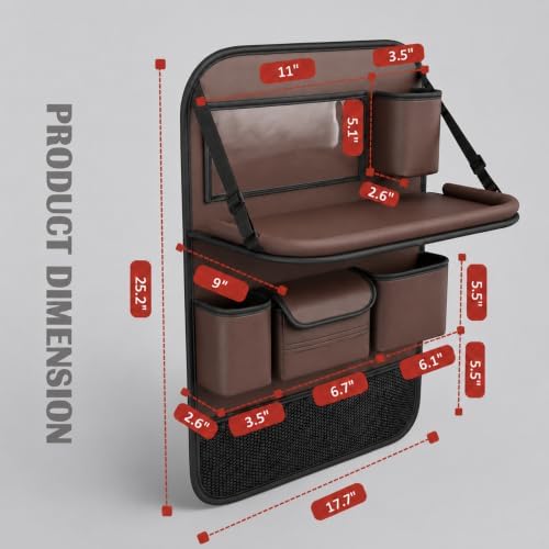 TENLBYC Car Seat Organizers,Multi-functional Back Seat Protectors, Storage Pouches, and Tray Holders (for Cars, Kids, Seat Back and Rear Seats)（Brown1 Pcs） - Image 2