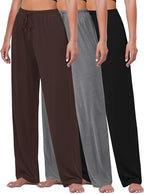 FEQO 3 Pack Women's Lounge Pants Wide Leg Yoga Pants Pajama Bottoms by FEQO