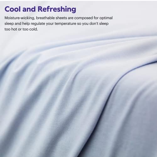 Purple SoftStretch Pillowcase Set, King, Purple Mattress Sheets, Bamboo Pillowcases, Moisture-Wicking, Stormy Grey, Dark Grey - Image 4