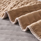 KAKIJUMN Striped Full/Queen Quilt Bedding Set, Soft Bedspread, Warm Tan - Image 7