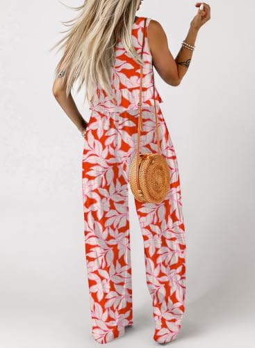 Dokotoo Womens 2 Piece Outfits Tank Tops Elastic Waist Wide Leg Pants Sets - Image 3