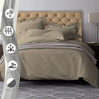 Pizuna 100% Cotton Queen Duvet Cover Set 600 Thread Count, Simply Taupe - Image 3