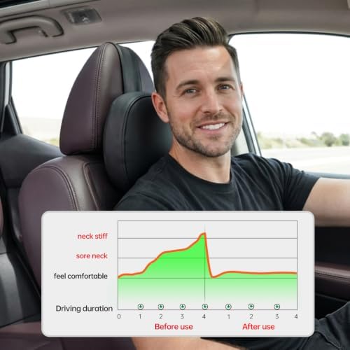 Car neck pillow, special car pillow for driving seat, memory foam head support for car seat, protects cervical vertebra and relieves fatigue, made of faux leather for long-lasting durability 1P - Image 3