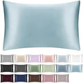 100% Mulberry Silk Zippered Pillowcase, Pale Blue, 20x36 by SILKTALE