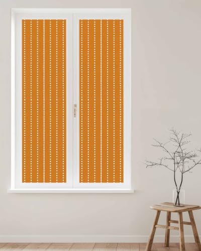 Window Privacy Film Frosted, Geometric Stripes Orange Reusable Static Cling Window Tints, Polka Dots Abstract Retro Heat Control Windows Films for Offices, Balcony, 29.5 x 118 Inches - Image 2