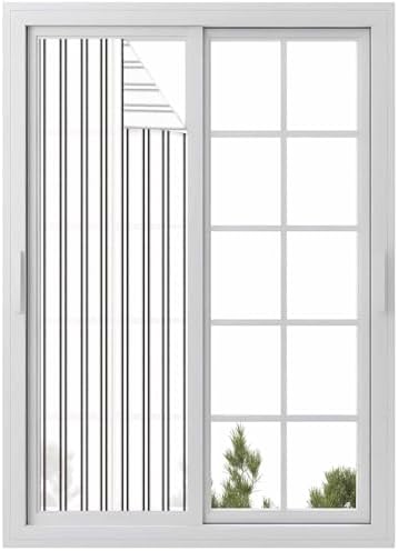 Window Privacy Film Frosted, Black Vertical Striped Reusable Static Cling Window Tints, Minimalist Modern Lines Geometric Heat Control Windows Films for Offices, Balcony, 29.5 x 118 Inches by Unknown