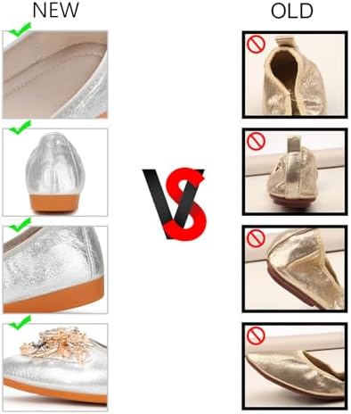 KUNWFNIX Women Ballet Flats Rhinestone Wedding Ballerina Shoes Foldable Sparkly Comfort Slip on Flat Shoes - Image 6