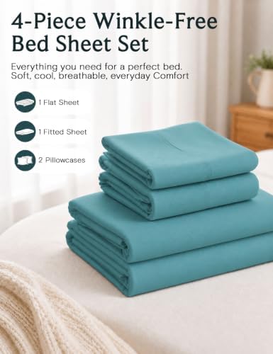 Full Size Sheets, Cooling & Soft Deep Pocket Bed Sheet Set, 4PC - Image 5