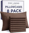 King Pillow Cases - 8 Pack Super Soft Pillowcase Covers - 20" x 40" (Brown) by CGKUnlimited