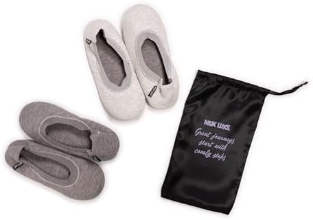 Muk Luks Women's 2 Pair Travel Ballerina Slipper Set, Grey, S (5-6) - Image 4