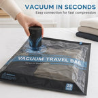 Vacuum Bags for Travel with Electric Pump, 21 Pack Vacuum Seal Bags for Clothing Travel, Cordless Vacuum Bag Set for Clothes, Luggage, Blankets (6L, 6M, 6S, 3 Shoe Bags), Blue - Image 5
