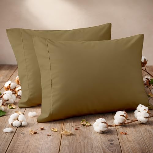 Pillow Cases - Set of 2, Taupe Solid (20" X 32") - Pillow Covers Made of 100% Cotton - 300 Thread Count Super Soft and Breathable Sateen Weave Pillowcases. by SHREEMLINEN