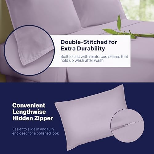Kickoff Viscose Bamboo Sheets RV Short Queen Size 4-pc 100% Organic Bamboo Viscose Bed Cooling Sheets Set (60" x 75") Cool Bedding for hot Sleepers Sheet Set - Gift Ready Packaging (Lavender, SQ) - Image 6