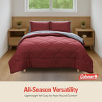 Coleman Comforter Set Full Size Reversible Bed-in-a-Bag– Double-Sided Color Options, All-Season Comforter + Shams + Sheets – Perfect for Home, Cabin or Camp Use, Burgundy/Gray - Image 4