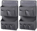 2 Pcs Wall Hanging Organizer with 4 Hooks, Oxford Fabric Over the Door Organizer, Multi Layer Mesh Pockets for Bedside Dormitory Bedroom, Space Saving Storage Bag for Books Electronics Grey by Unknown