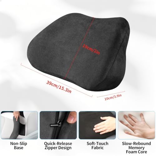 Lumbar Support Pillow for Car Lower Back Cushion, Black, 2 Packs - Image 4