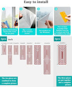 Window Privacy Film Frosted, Red White Geometric Reusable Static Cling Window Tints, Square Minimalist Modern Heat Control Windows Films for Offices, Balcony, 29.5 x 118 Inches - Image 4