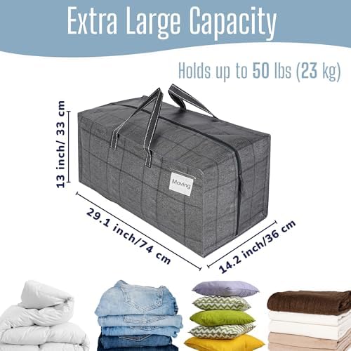 VENO 4 Pack Heavy Duty Moving Bags with Backpack Straps, Zippers & Handles, Extra Large Packing Bags for College Dorm Essentials, Moving Supplies Alternative to Cardboard Moving Boxes - Image 2
