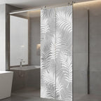 Window Privacy Film Frosted, Grey Botanical Static Cling Door Window Covering, Summer Palm Leaves Foliage Tropical UV Blocking Windows Film for Office, Hotel, Bedroom, 29.5 x 78.7 Inches - Image 5