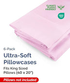 King Pillow Cases - 6 Pack Soft Pillowcase Covers - 20" x 40" (Light Pink) - Image 2