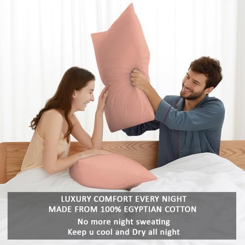 Kamas Egyptian Cotton Sateen Weave Pack of 2 Extra Large Pillowcase to Fit Your Oversized Pancake Large Huge & Gusseted Pillows (Peach Pink, Queen Oversize- 23x34) - Image 4