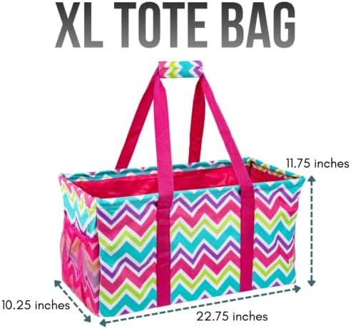 Extra Large Utility Tote Bag - Oversized Collapsible Beach Bag - Chevron Multi - Image 4