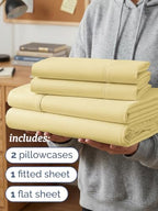 Twin XL 4 Piece Sheet Set - College Dorm Room Essentials - Butter Yellow - Image 3