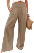Angerella Womens Elastic High Waisted Palazzo Pants Casual Wide Leg Long Lounge Pant Trousers with Pocket by Angerella