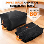 Fantictas Vacuum Travel Bags Kit (2 Pack) - 23L Waterproof & Tear Resistant Travel Compression Bags with Wireless Vacuum Pump for luggage & Backpacks, Space Saving Vacuum Storage Bags - Image 3