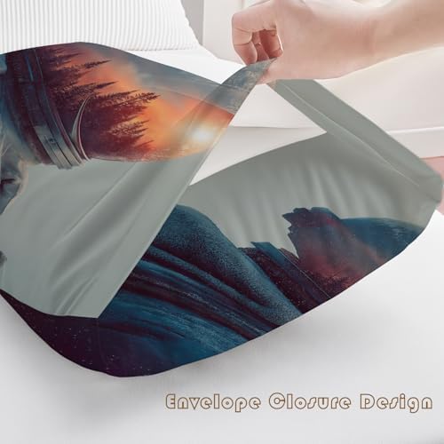 Astronaut Pillowcases King Size Set of 2 - Boys Sunset Forest Pillow Cases with Envelope Closure, Kids Sci Fi Decorative Pillow Covers for Bed Couch, Soft Breathable Microfiber - Image 5