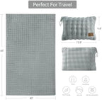 BEDELITE Travel Blanket with Bag, Bubble Blanket for Airplane 65"x40", Grey - Image 5