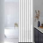 Window Privacy Film Frosted, Black Striped Vintage Reusable Static Cling Window Tints, Farmhouse Lines Rustic Minimalist Heat Control Windows Films for Offices, Balcony, 29.5 x 118 Inches - Image 3