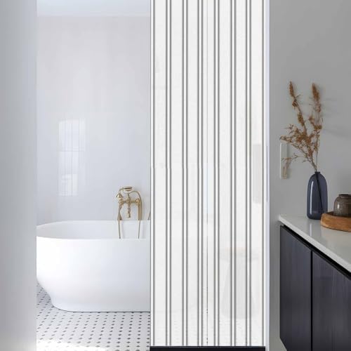 Window Privacy Film Frosted, Black Striped Vintage Reusable Static Cling Window Tints, Farmhouse Lines Rustic Minimalist Heat Control Windows Films for Offices, Balcony, 29.5 x 118 Inches - Image 3