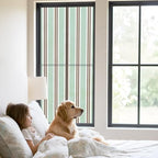 Window Privacy Film Frosted, Light Green Brown Striped Static Cling Door Window Covering, Modern Farmhouse Vertical Stripes UV Blocking Windows Film for Office, Hotel, Bedroom, 29.5 x 78.7 Inches - Image 2