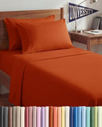 Twin XL 4 Piece Sheet Set - College Dorm Room Essentials - Terracotta by CGKUnlimited