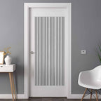 Window Privacy Film Frosted, Light Grey Striped Non-Adhesive Static Cling Window Tint, Farmhouse Stripes Modern Vintage Insulated Windows Frosted Films for Living Room, 35.4 x 78.7 Inches - Image 3