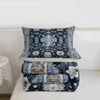 Erosebridal Navy Blue Floral Full Comforter Set - Vintage Flower Boho Bedding Set for Kids Adults | Farmhouse Cottage Flowers Quilt | Retro Aesthetic Bedroom Decor with 2 Pillowcases - Image 7
