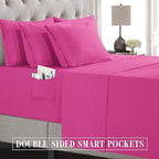 Elegant Comfort Luxury Soft 6-Piece 1500 Premium Hotel Quality Bed Sheet Set with Extra Deep Pockets 18-24 Inch, Wrinkle Free, Storage Pockets, Extra Deep Pocket 6PC Sheets, Full, Hot Pink - Image 5