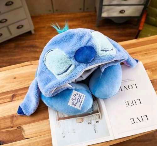 Finex Stitch Monster U-Shape Travel Home Car Neck Pillow for Kids Head Rest Driving Seat Cushion Cute Soft Comfy Cartoon Auto Accessories - Image 2