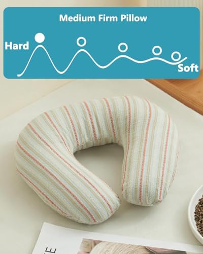Buckwheat U Shaped Neck Pillow - 12''x12'' Adjustable Cervical Support Pillow with Breathable Buckwheat Hulls, Removable Cotton Cover, Ideal for Airplane, Office or Home Use (Grey) - Image 3