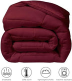 COHOME Quilted Queen Size Comforter - All-Season Down Alternative Duvet Insert - Luxury Hotel Winter Warm Burgundy Comforter with Anti-Clump Tech & 8 Tabs -Reversible（88"x88"） - Image 2