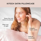 Kitsch Satin Pillowcase with Zipper - 2 pcs King Size, Blush - Image 3
