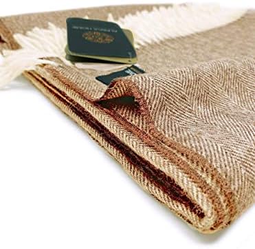 Alpaca Home - 100% Pure Baby Alpaca Eco Herringbone Sofa Throw Blanket, 71" X 51" (Camel)… - Image 2