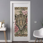 Window Privacy Film Frosted, Leopard Print Non-Adhesive Static Cling Window Tint, Vintage Peony Flower Chic Cheetahs Texture Insulated Windows Frosted Films for Living Room, 35.4 x 78.7 Inches - Image 3