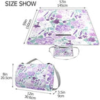 MNSRUU Picnic Blanket Waterproof Foldable, Rose Hydrangea Flowers in Purple Large Outdoor Picnic Beach Camping Blanket Travel Mat, Shoulder Strap Tote, Rectangle 57x59in - Image 3