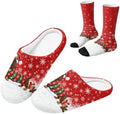 Jeiento Winter Fuzzy Slipper and Crew Socks for Women,Adult Slip-on Close Toe House Slipper,Flat Comfort home Slides by Jeiento