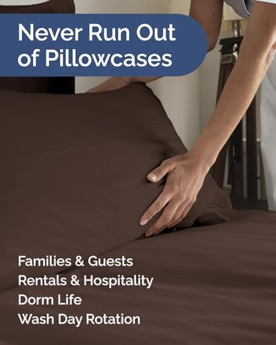King Pillow Cases - 8 Pack Super Soft Pillowcase Covers - 20" x 40" (Brown) - Image 5