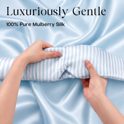 Panelee 100% Mulberry Silk Sleep Mask, 22 Momme Eye Mask for Women,Blue - Image 3
